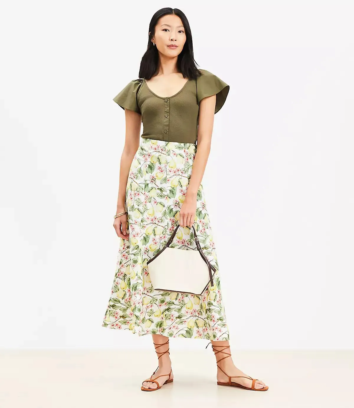 Blossom Linen Blend Midi Skirt
