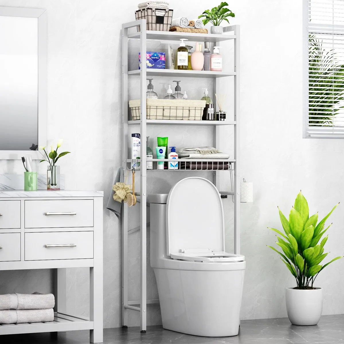Agassiz Metal Adjustable Freestanding Over The Toilet Storage