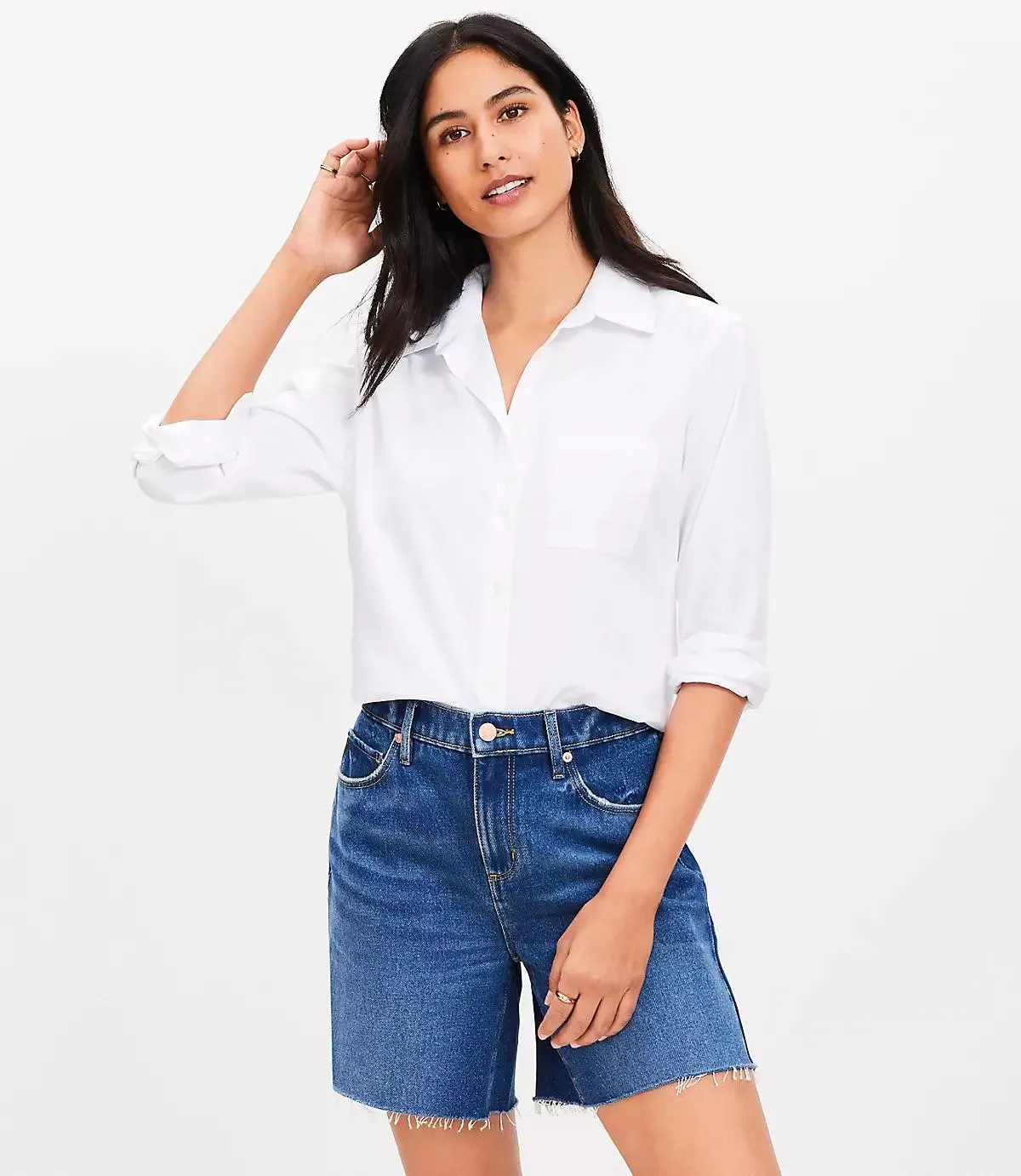 Frayed Boyfriend Shorts in Authentic Vintage Mid Wash