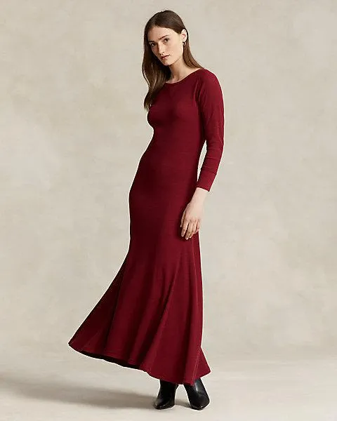 Waffle-Knit Cotton Crewneck Dress