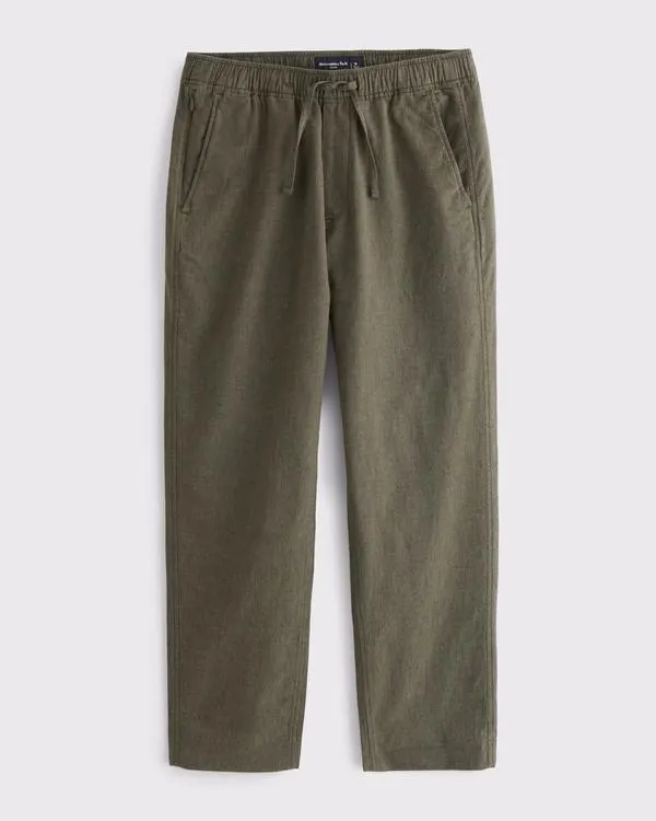 Loose Linen-Blend Pull-On Pant