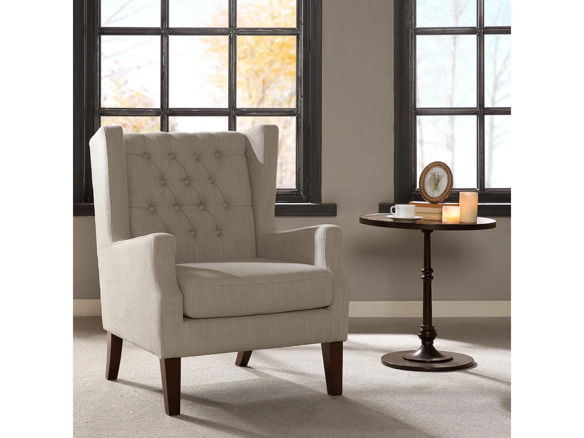 Lyle Button Tufted Wing Chair
