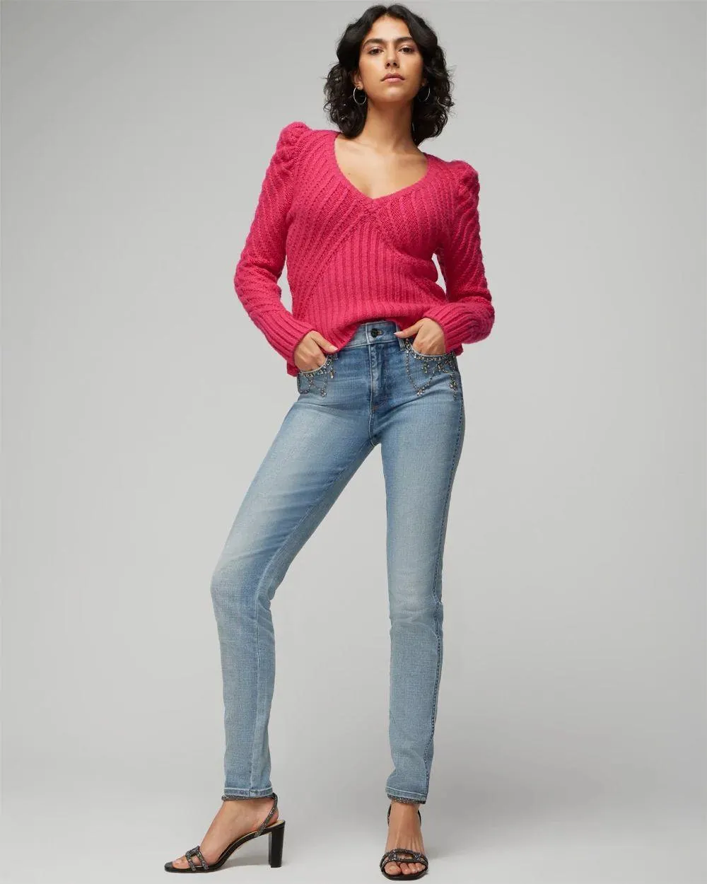 High-Rise Everyday Stretch Embellished Skinny Jeans