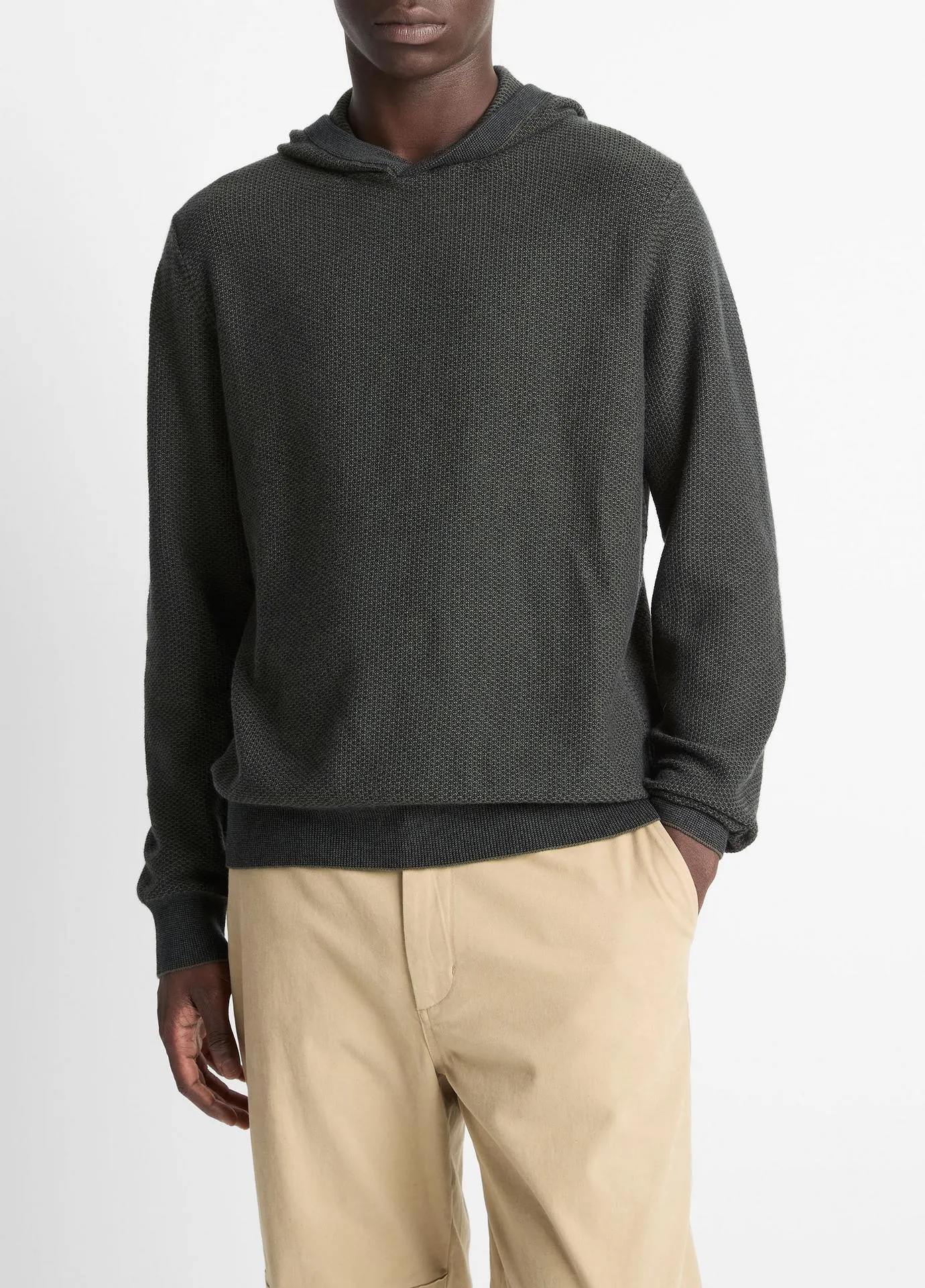 Geo-Jacquard Wool-Blend Sweater Hoodie
