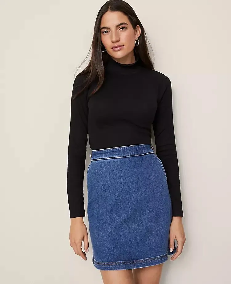 Weekend Collection Ruffle Mock Neck Top