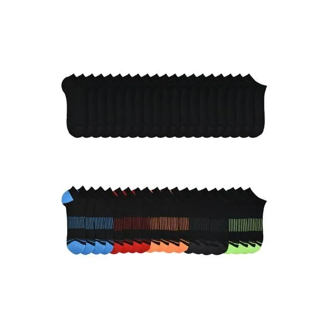 Wonder Nation Boys No Show Socks, 20-Pack, Sizes S (6-10.5) - L (4-10)