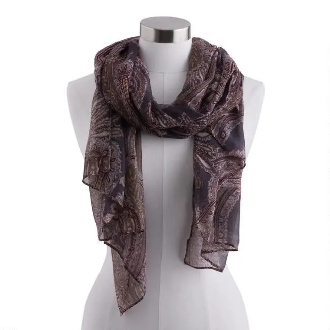 Indigo And Purple Paisley Scarf
