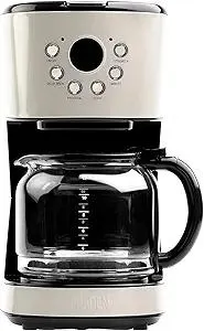 HADEN 12-Cup Programmable Drip Coffee Maker with Auto Shut-Off and Washable Filter, Putty