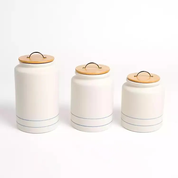Blue Horizons Stoneware Canisters, Set of 3