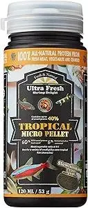 Ultra Fresh Tetra Fish Food, Slow Sinking, All Natural Ingredients, Wild Sword Prawns, Spirulina, Color Enhancement, Small Granules , Tropical Micro Pellet 1.87 oz