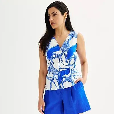 Women's Nine West Femme Button Front Sleeveless Blouse