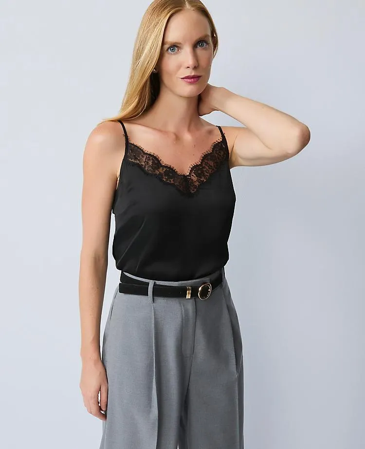 Petite Lace Trim V-Neck Tank Top