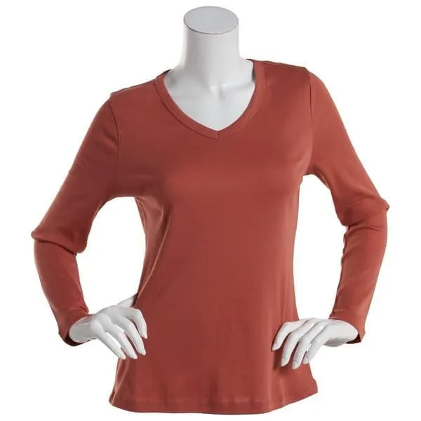 Womens Architect® Long Sleeve 1x1 Rib V-Neck Tee