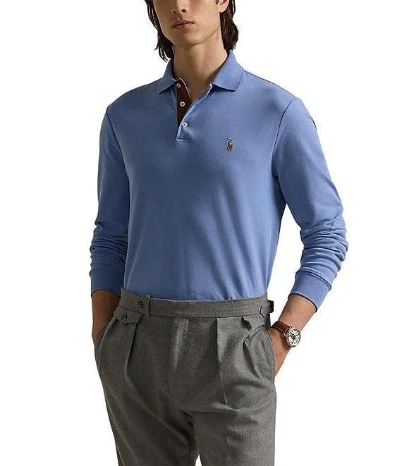 Classic Fit Soft Cotton Long Sleeve Polo Shirt