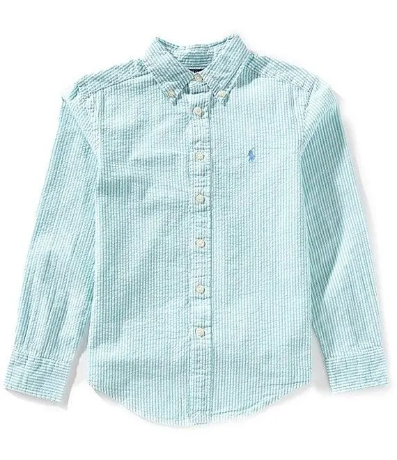Big Boys Long Sleeve Striped Seersucker Shirt