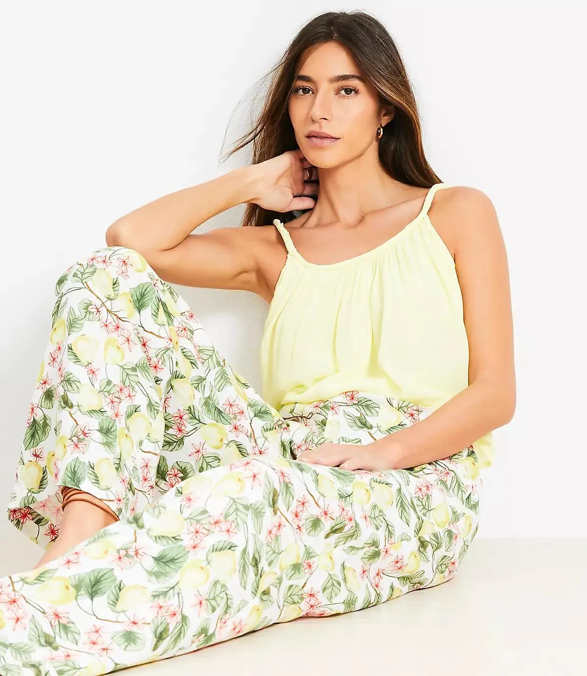 Blossom Pull On Wide Leg Pants in Linen Blend