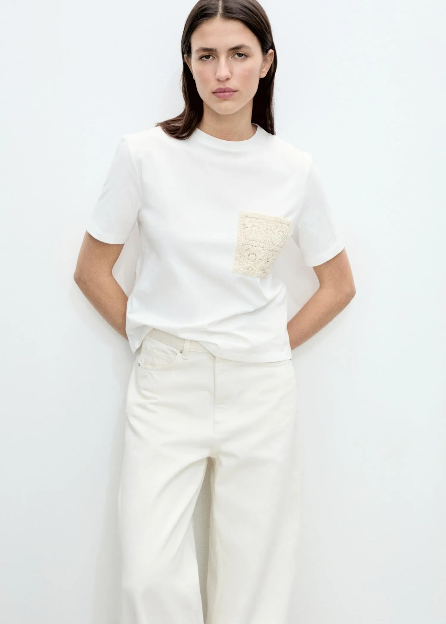 Crochet-embroidered t-shirt