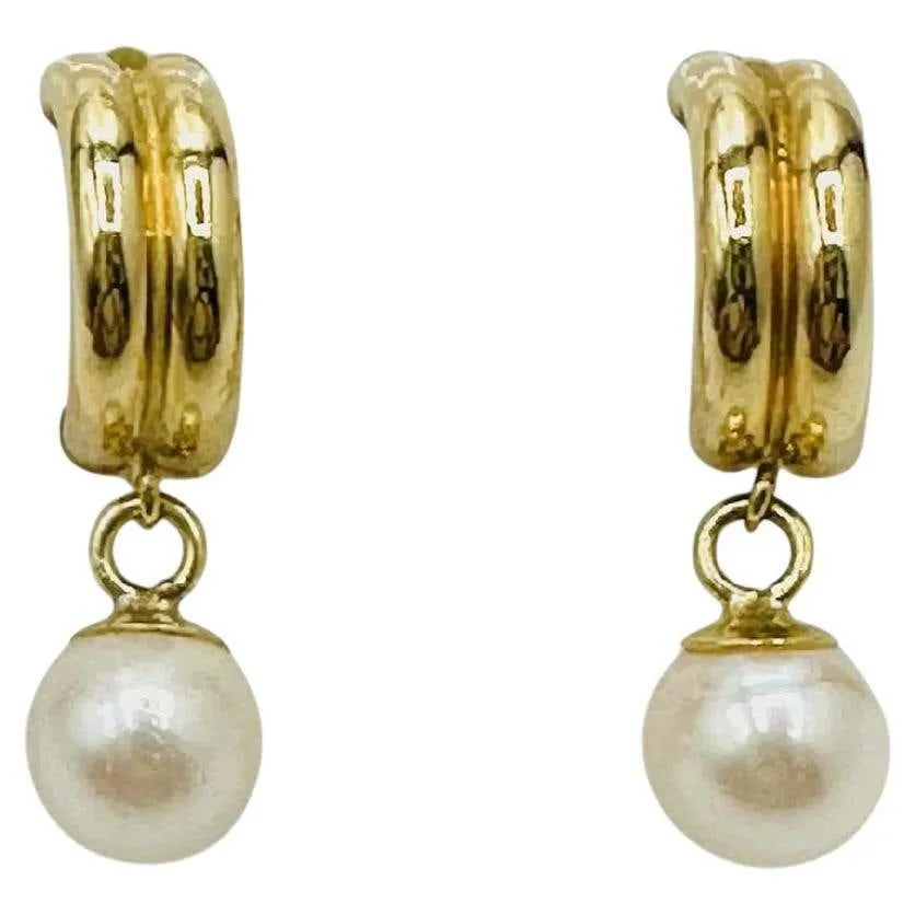 14K Yellow Gold Freshwater Post Pearl Dangle Earrings