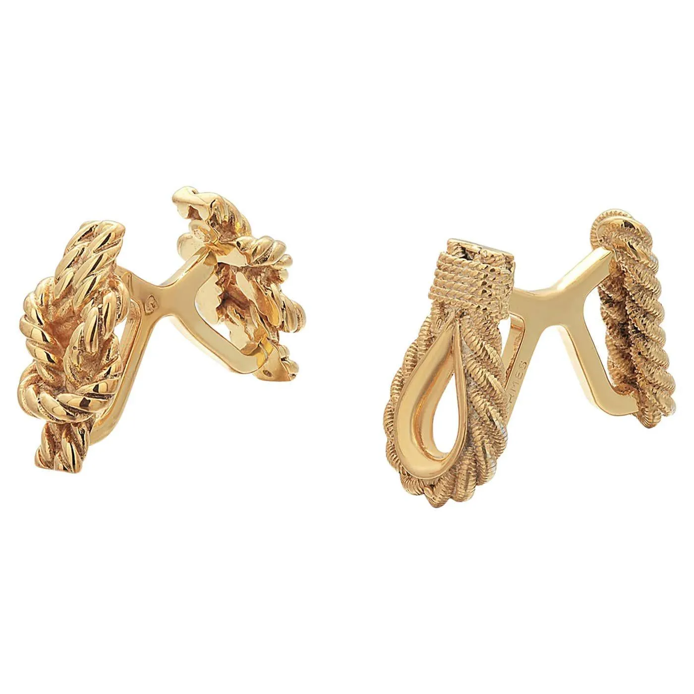 Vintage Hermès Mismatched Silver Gold Tone Cufflinks Stylizing Sailor Knots Loop