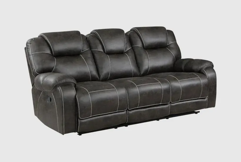 Milford Chocolate Polyester 87" Microfiber Manual Reclining Sofa | Fabric