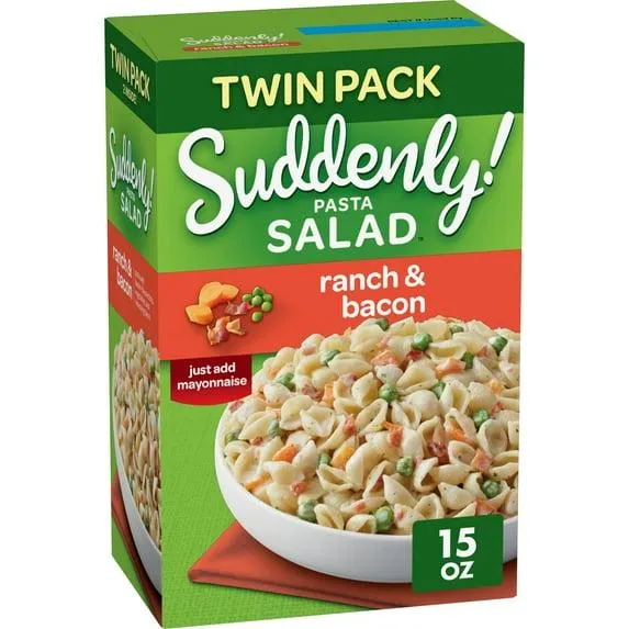 Suddenly Salad Ranch & Bacon Pasta Salad Mix with Vegetable Blend & Seasoning, 15 oz Box