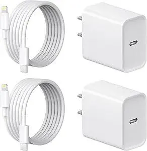 iPhone 14 13 12 11 Fast Charger USB C Wall Charger [2-Pack] 6FT Fast Charging Cable Compatible with iPhone 14/14 Pro/14 Pro Max/iPhone 13/12/11/X/8/7/6/iPad Pro/Mini/AirPods