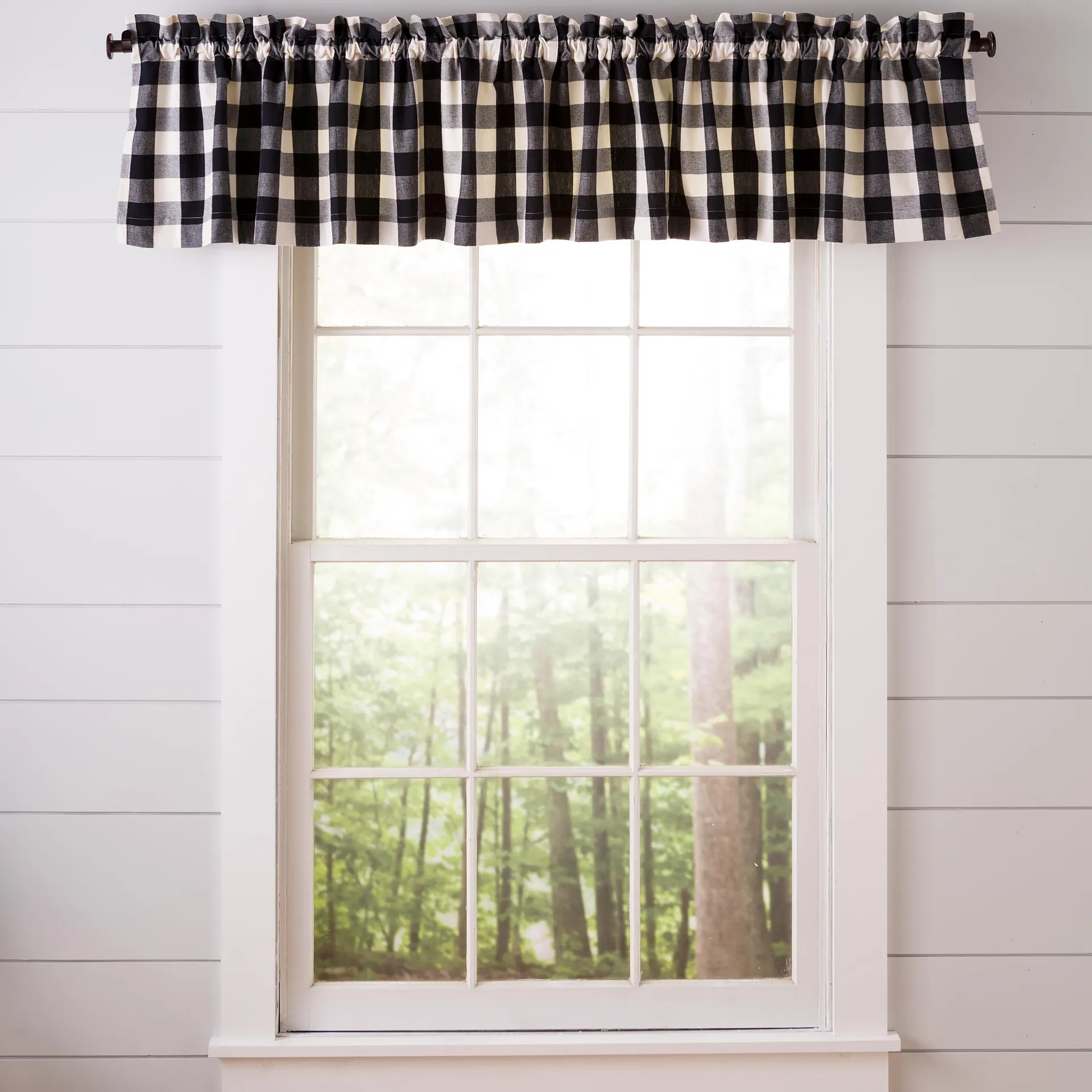 Buffalo Check Rod-Pocket Cotton Valance, 90"W x 14"L