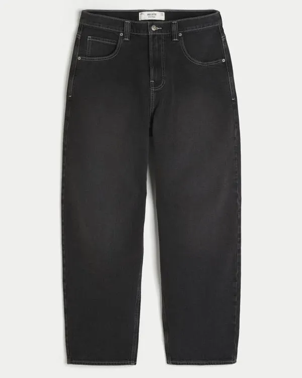 Washed Black Snake Graphic Skater Baggy Jeans