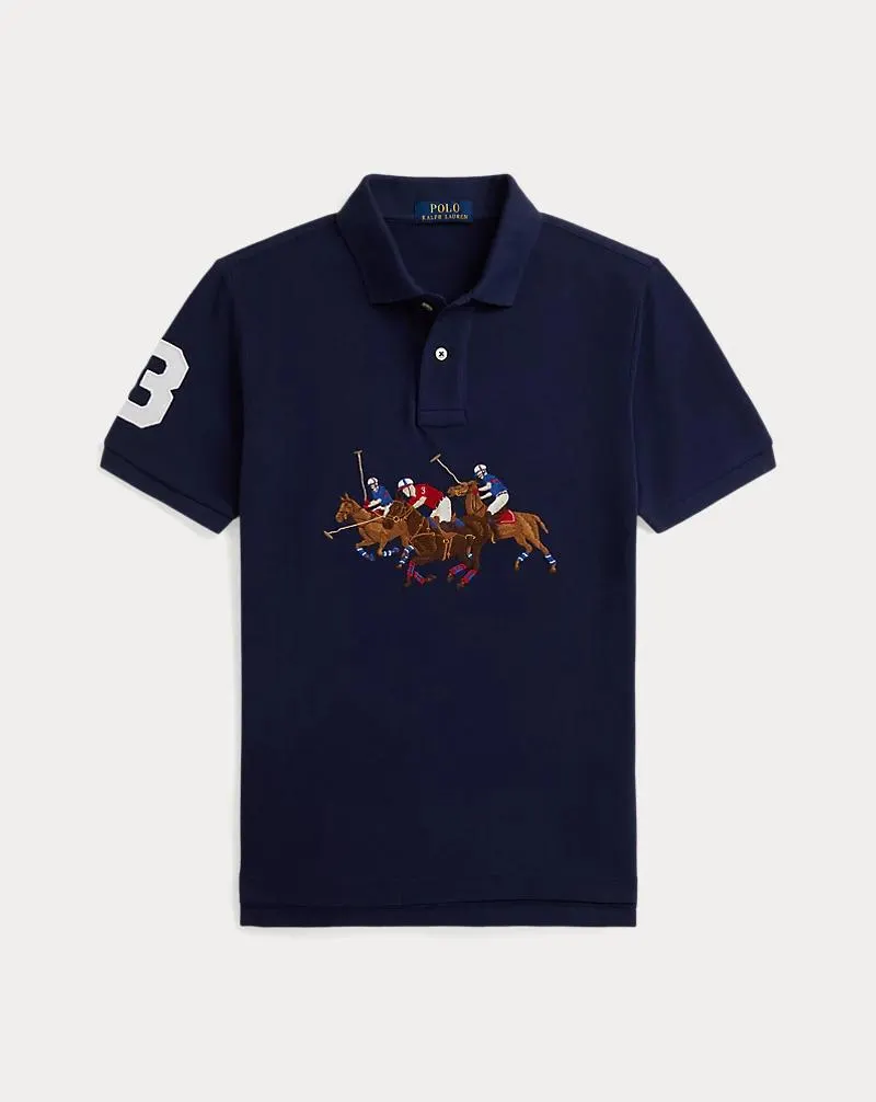 Triple-Pony Cotton Polo Shirt