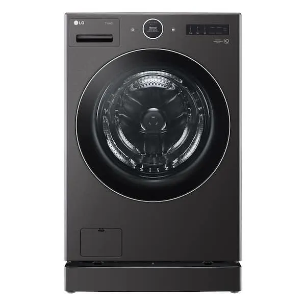 5.0 cu. ft. Stackable Smart Front Load Washer in Black Steel with ezDispense, AI Digital Dial, Steam and TurboWash360