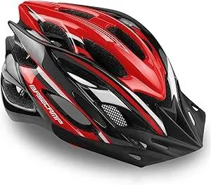 Basecamp Bike Helmet for Women Men with LED Safety Light Removable Sun Visor Lightweight Bicycle Helmet Adjustable Breathable Mountain & Road Cycling Helmets for Adult