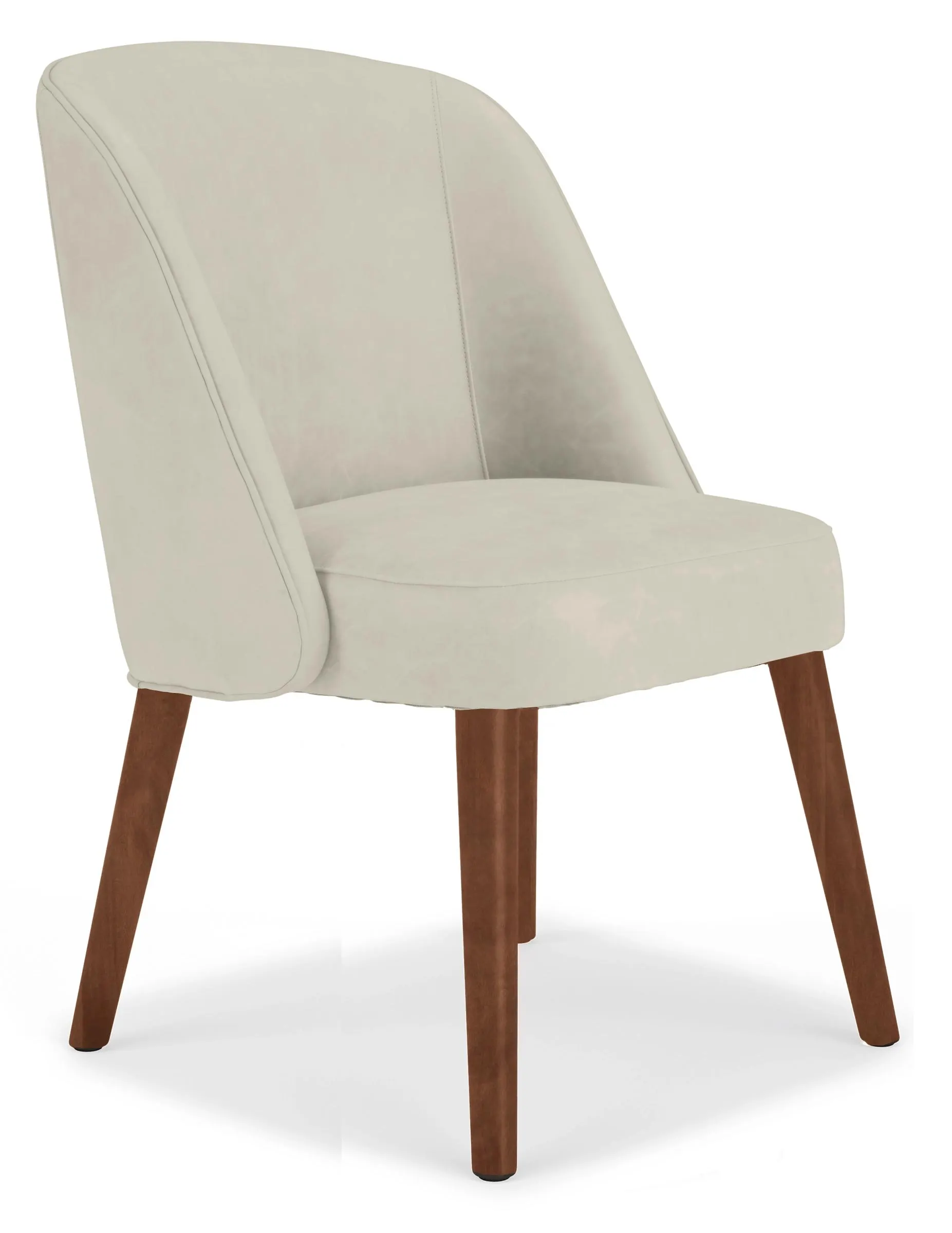 Cora Side Chair in Laino Bone Leather with Mocha Legs