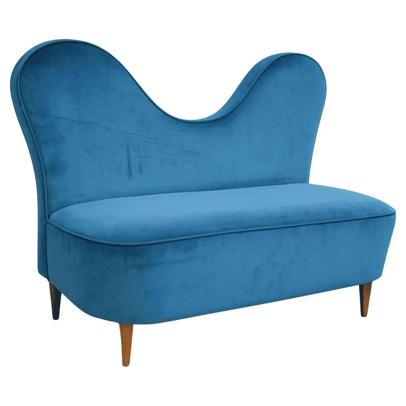 Italian Turquoise Velvet Sofa by Cesare Lacca, 1950s