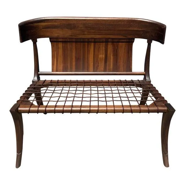 Modern Walnut Klismos Style Settee