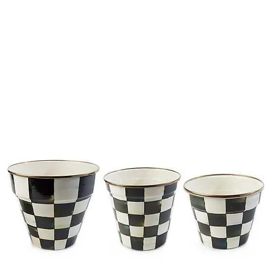 Courtly Check Garden Pots, Set of 3