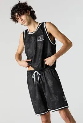 Self Made Legend Palm Tree Print Basketball Short