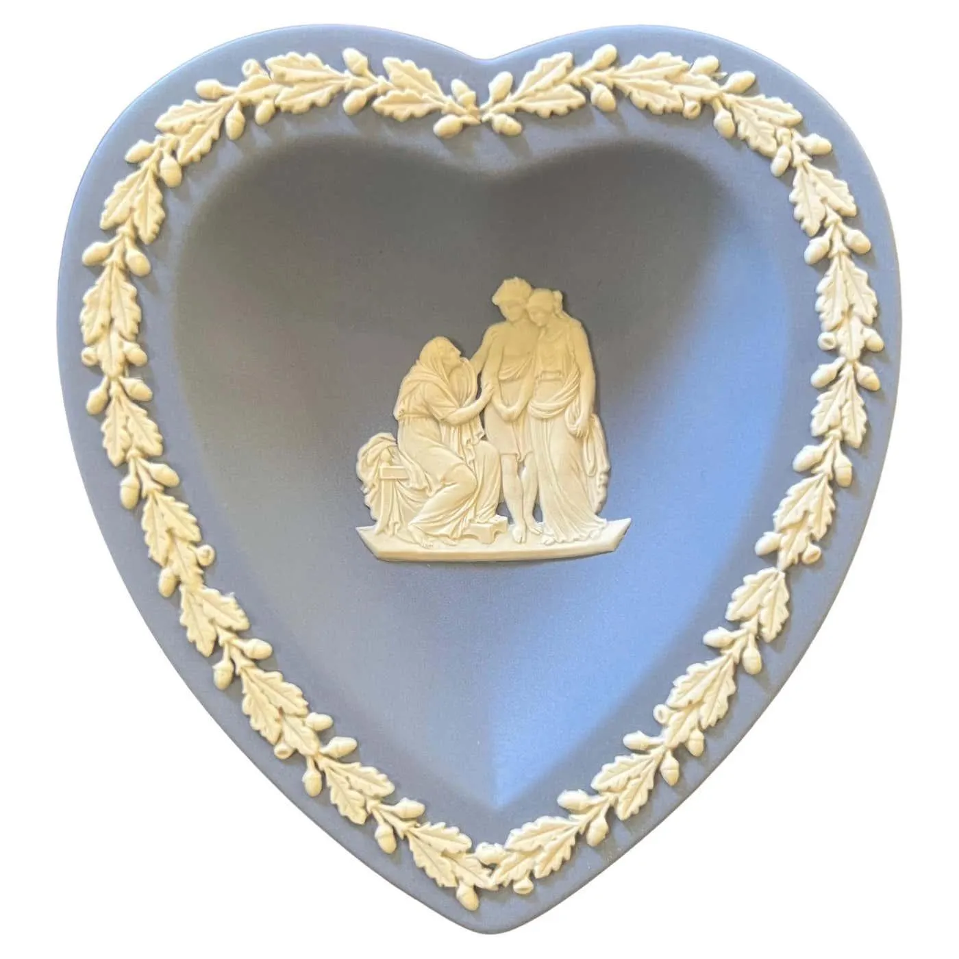 Wedgwood Blue Jasperware Heart Shape Dish