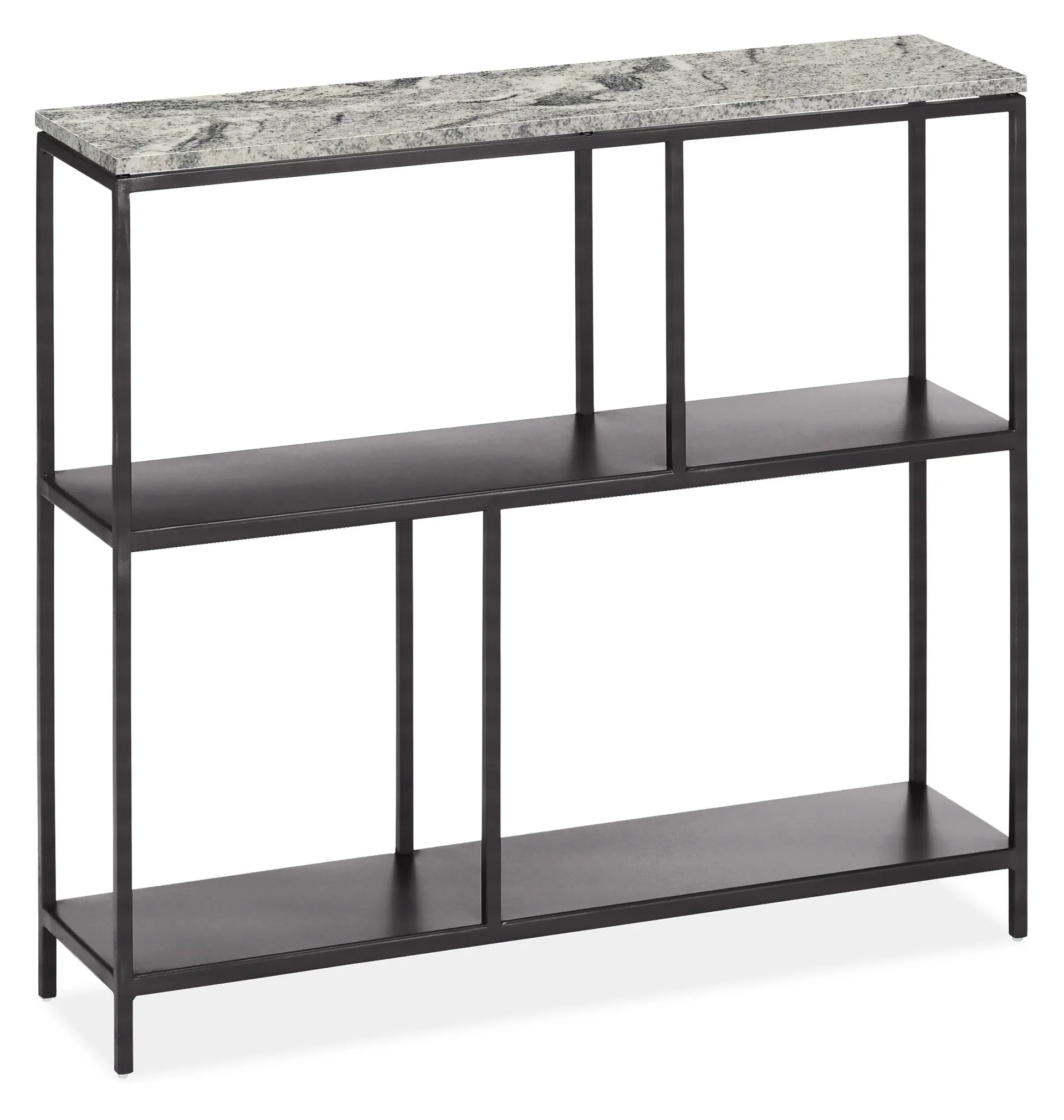 Bowen 32w 8d 29h Console Table in Natural Steel w/Wiscont White Top