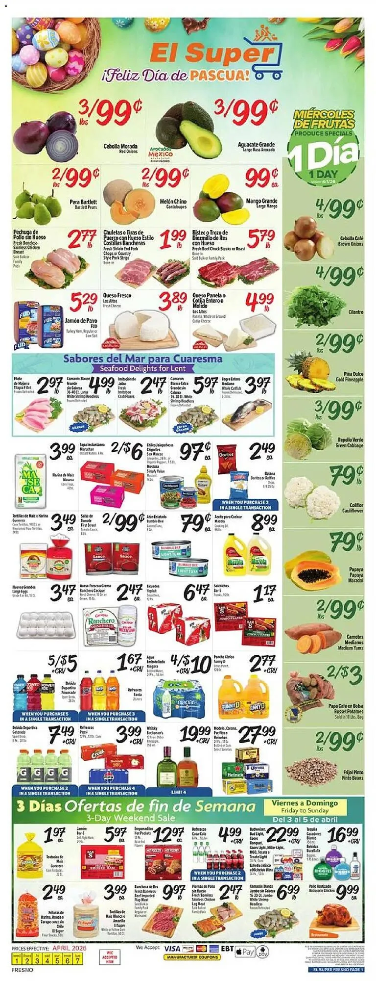 Weekly promotion El Super weekly ad spanning from April 1 to April 7 2026 - Page 1 for Catalogue 365