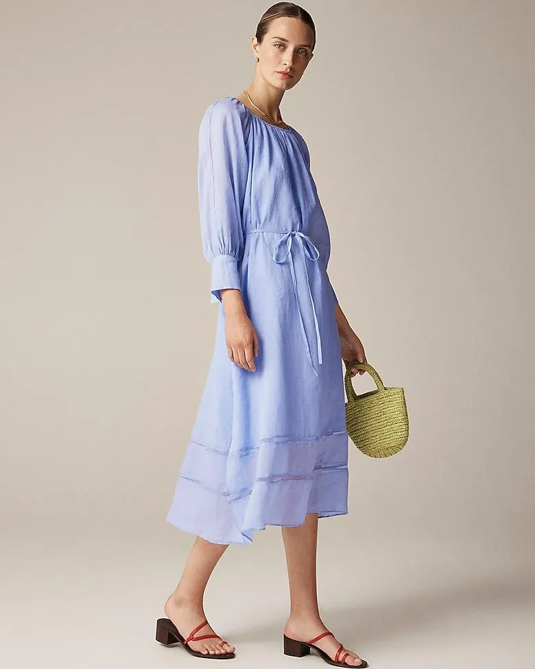 Gathered maxi dress in ramie