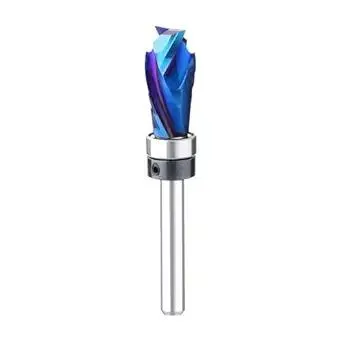 Spiral Flush Trim Router Bit Set , Top Bearing,1/2 inch Cutting Dia with 1/4 inch Shank with Nano Coated,Pattern Template Woodworking Tool