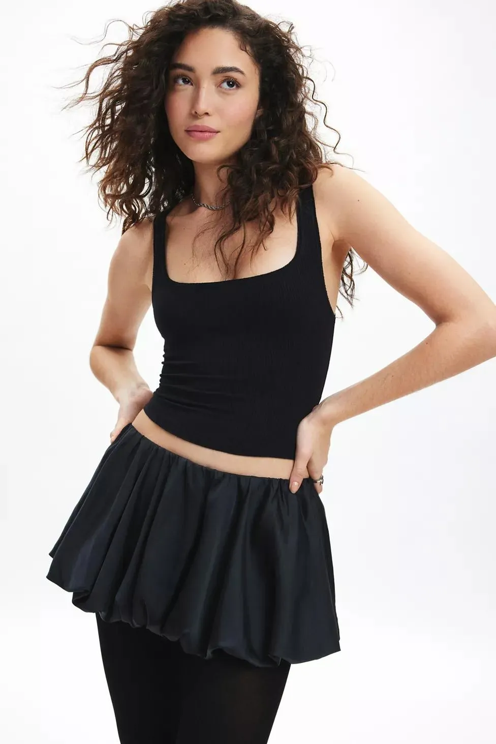 Kimchi Blue Bailey Satin Bubble Hem Micro Skort