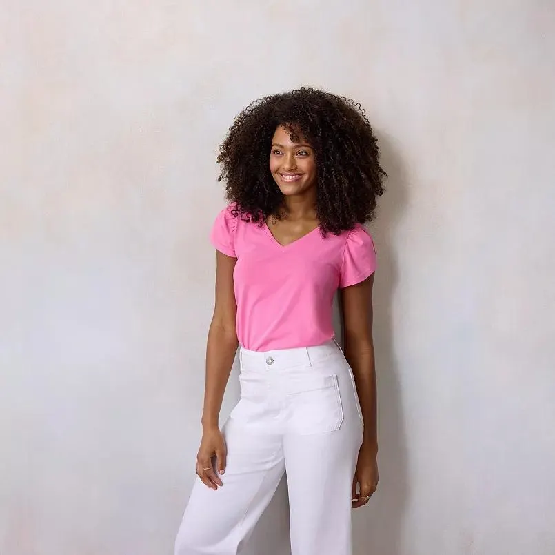 Women's LC Lauren Conrad Tulip Sleeve V-Neck Tee