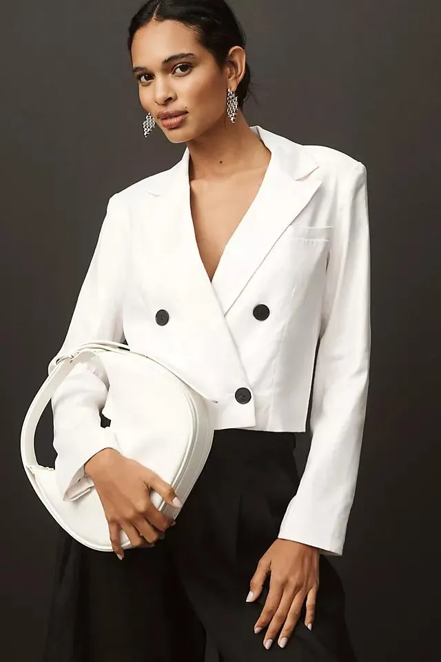 Maeve Linen Cropped Blazer
