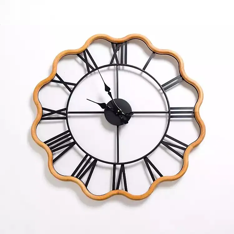 Maddy Curvy Wood and Metal Wall Clock