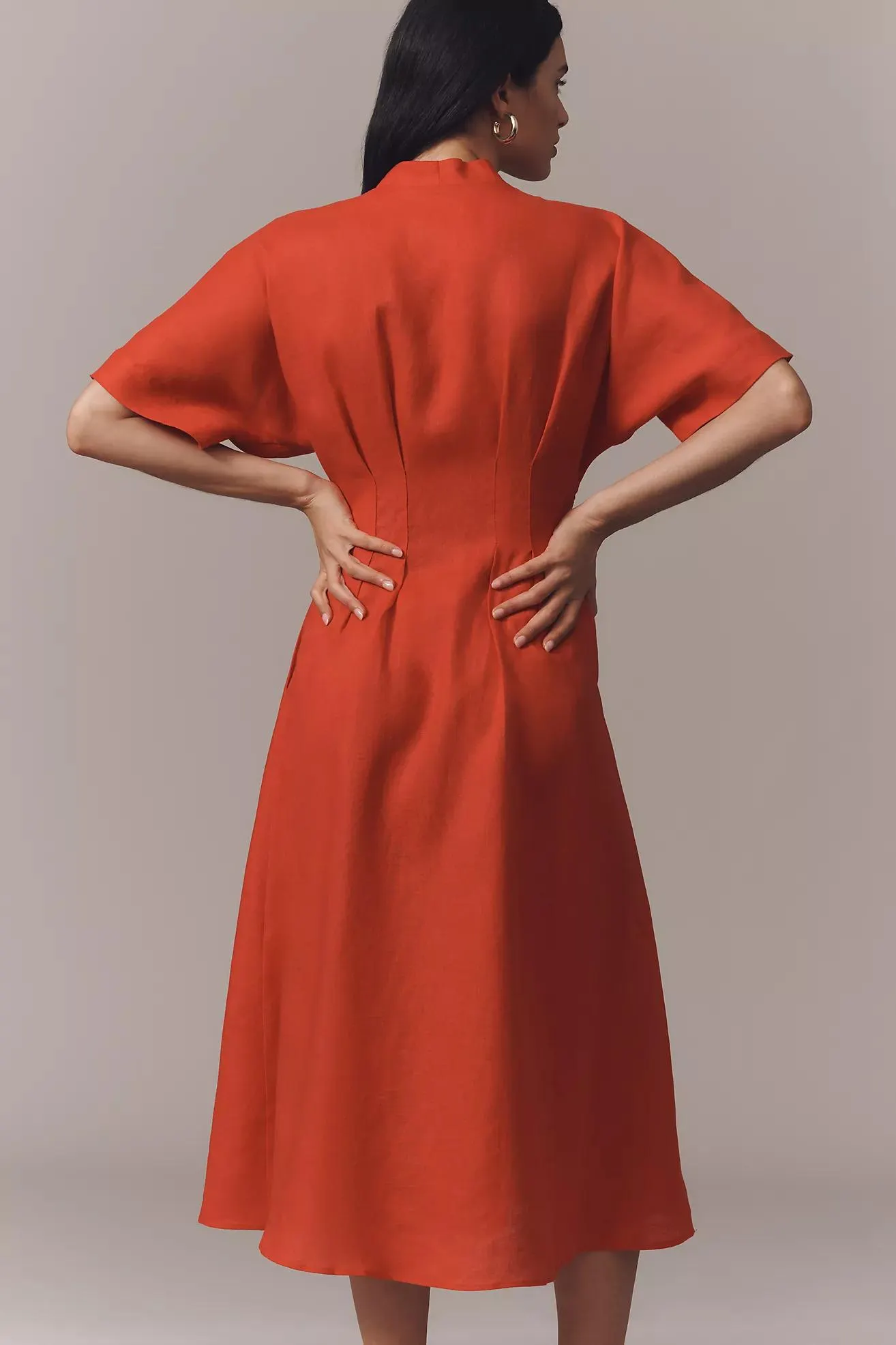 The Tobie Button-Front Pleated Shirt Dress by Exquise: Linen Edition