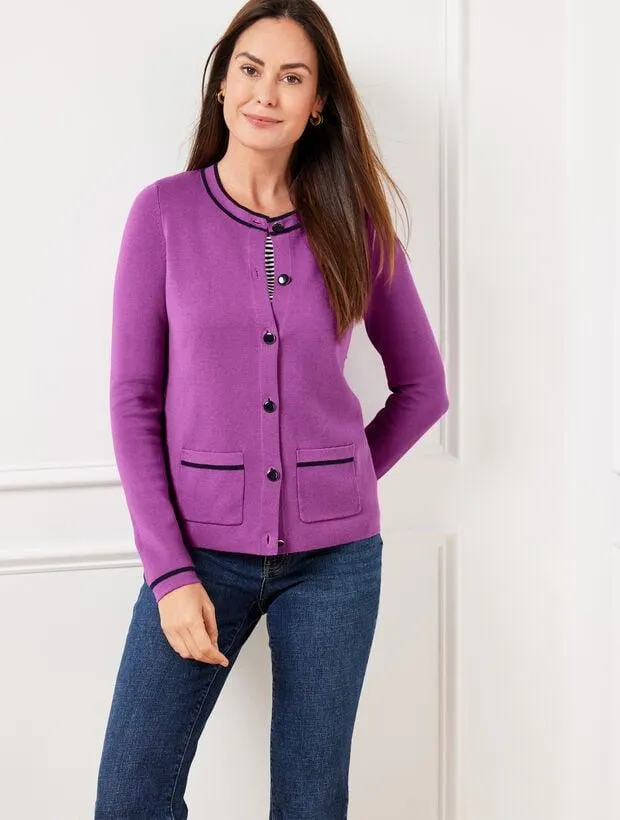 Crewneck Cardigan - Tipped