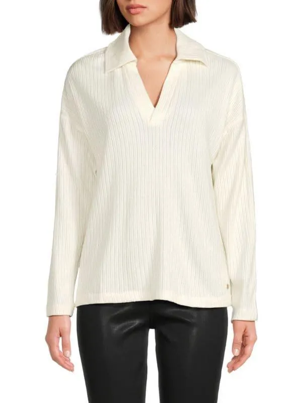 Ribbed Polo Top