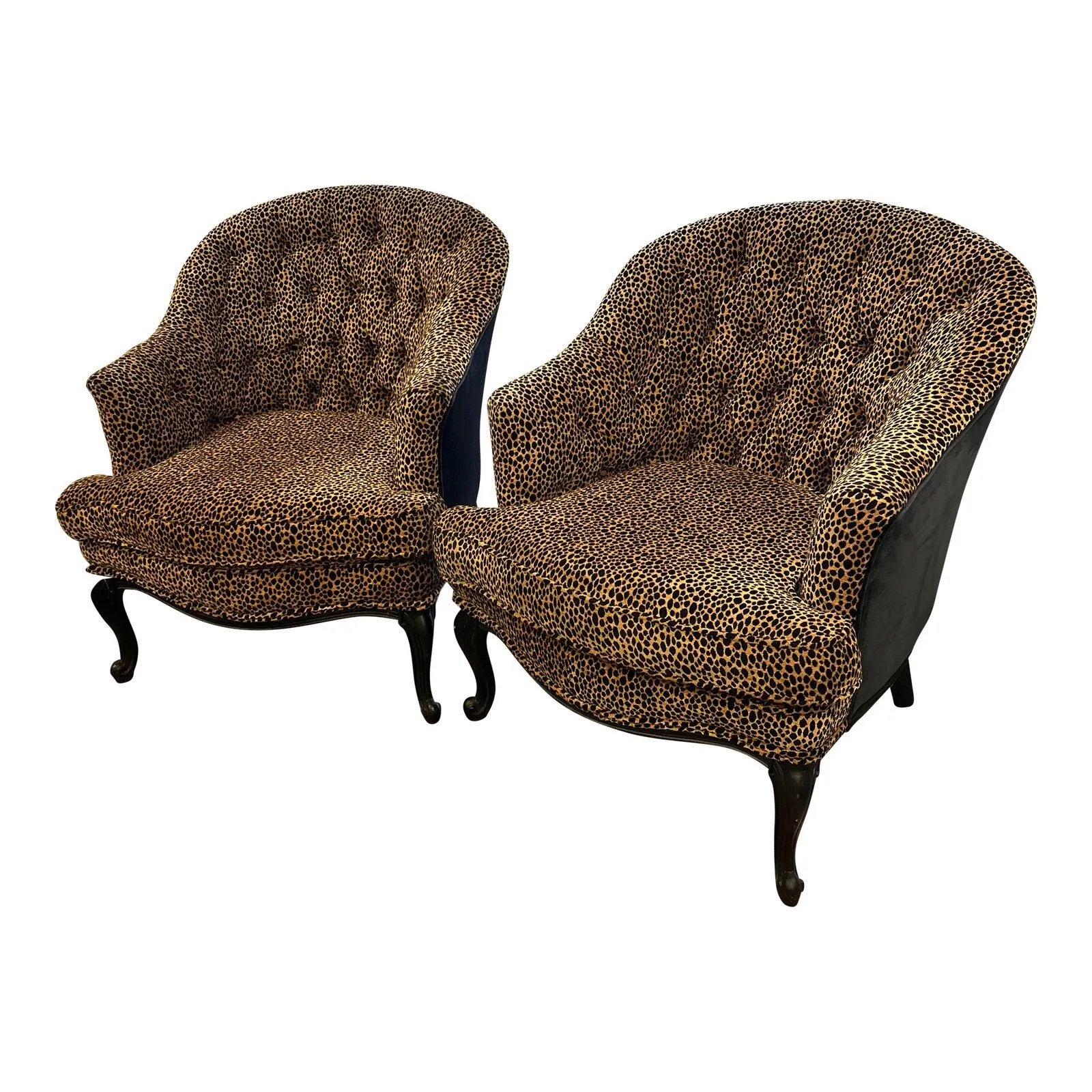 Vintage Restored Leopard Print Arm / Lounge Chairs a Pair