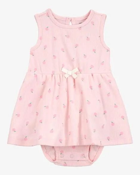 Baby Peach Print Sunsuit - Pink